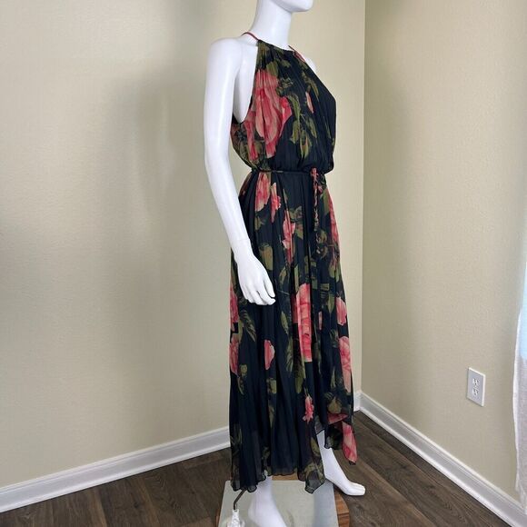 Anthropologie Women's Size M Emeline Pleated Maxi Dress Floral Halter Pullover - Picture 8 of 14